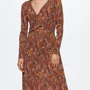 Mango Multicolor Paisley Long Sleeve Dress